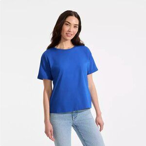 NEW Lands' End Supima Cotton Relaxed Fit Crewneck Tee Royal Blue, XL Tall